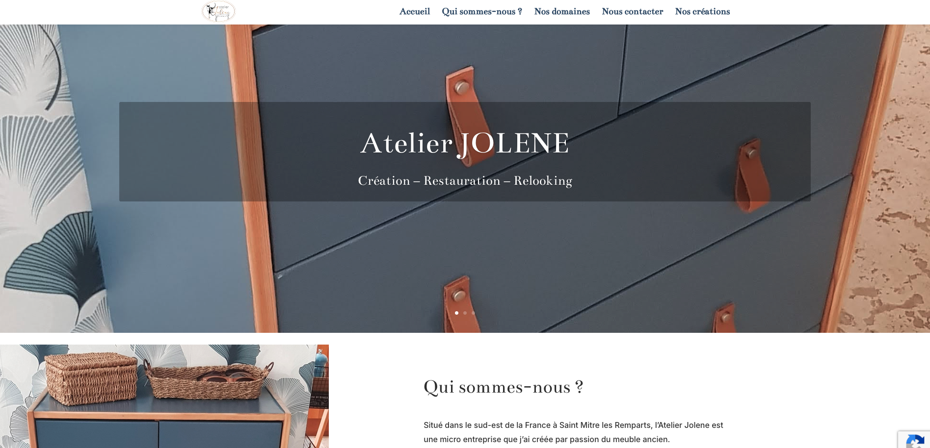 Site web Atelier Jolène, artisan ébéniste